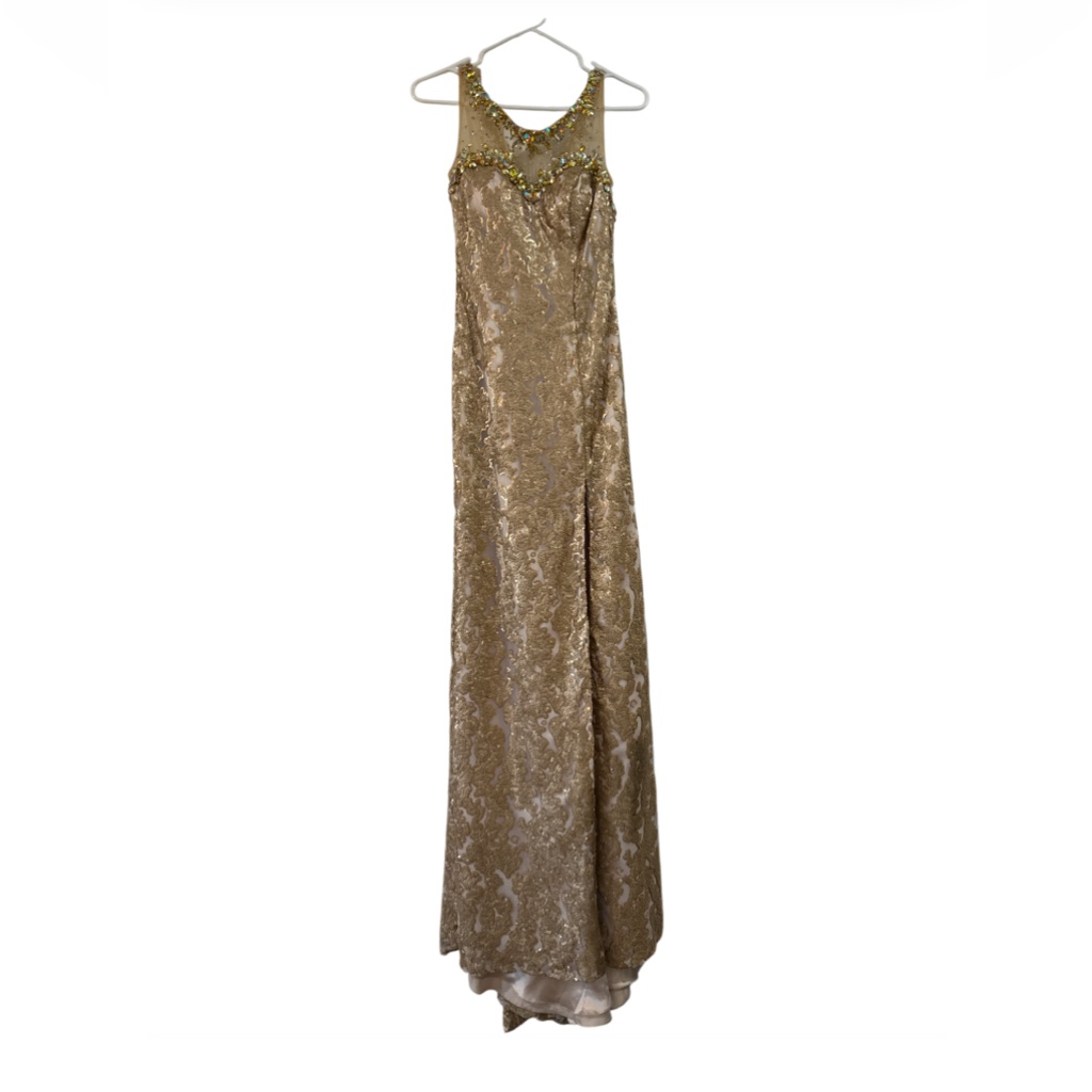 Colors Dress Sequins Long Gold Women’s Size 2 Euc Prom Wedding
